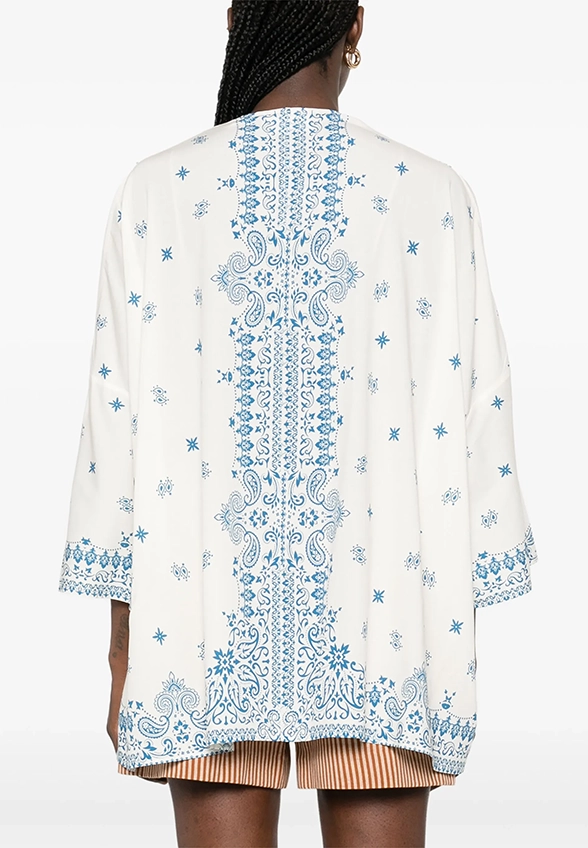 KIMONO MILOS Z NADRUKIEM PAISLEY BIAŁO-NIEBIESKIE