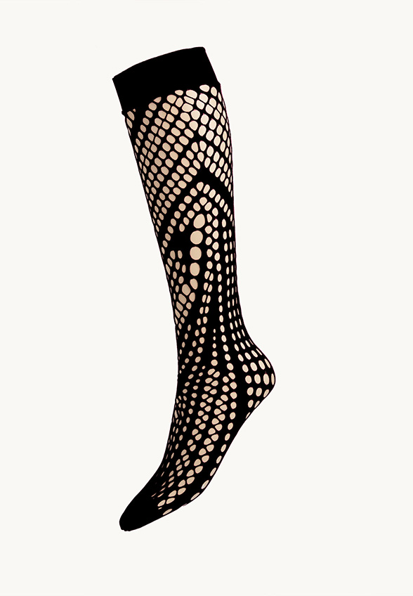 SKARPETKI AŻUROWE ORGANIC NET KNEE-HIGH CZARNE