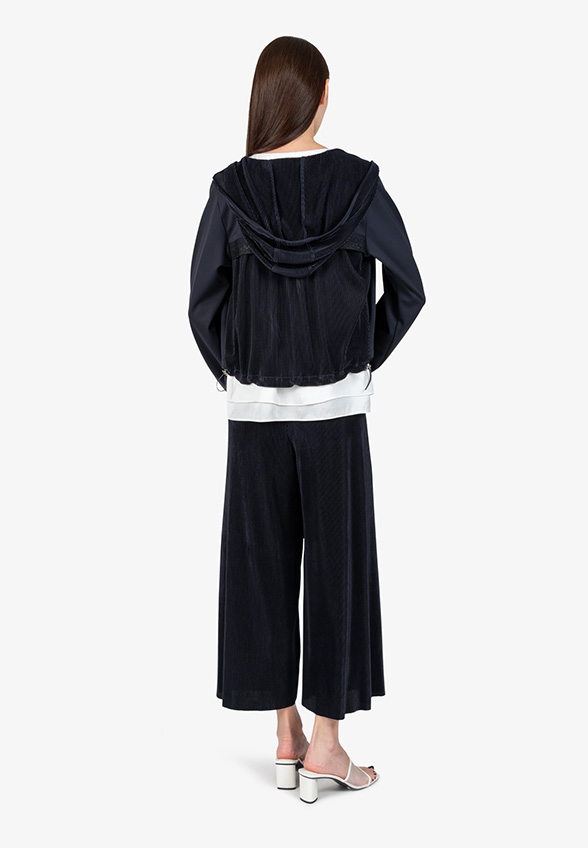 BLUZA DRESOWA ZE STÓJKĄ I KAPTUREM CZARNA