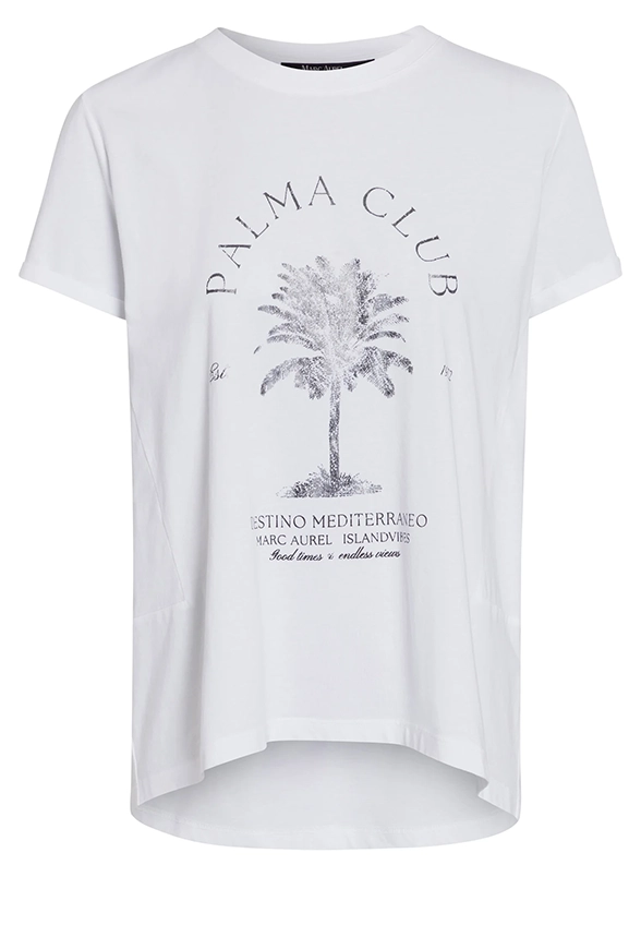 T-SHIRT Z NADRUKIEM PALMY BIAŁY
