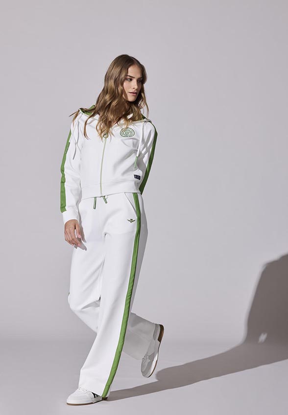 BLUZA DRESOWA Z LAMPASAMI BIAŁA