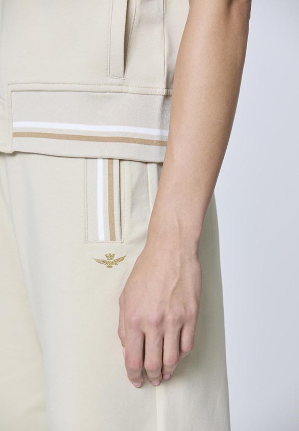 BLUZA Z KRÓTKIM RĘKAWEM JASNY BEŻ