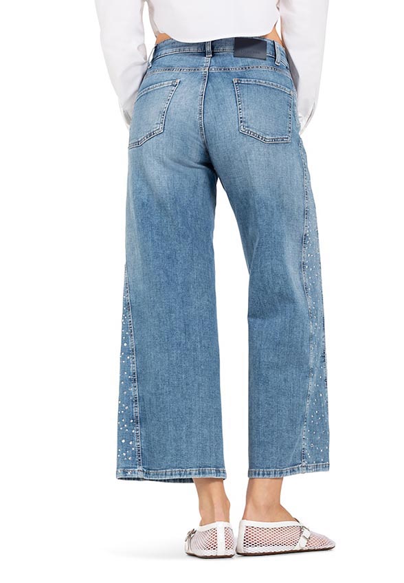 SPODNIE JEANSOWE PALAZZO PATCH CROPPED JASNO-NIEBIESKIE