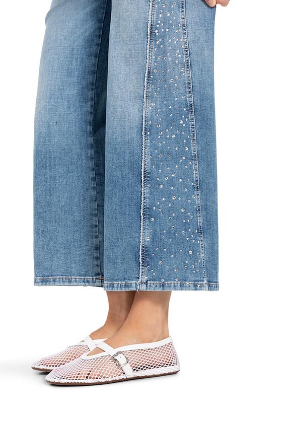 SPODNIE JEANSOWE PALAZZO PATCH CROPPED JASNO-NIEBIESKIE