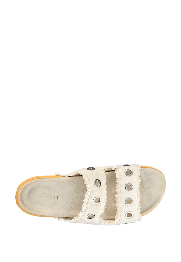 KLAPKI JEANS STUDS KREMOWE