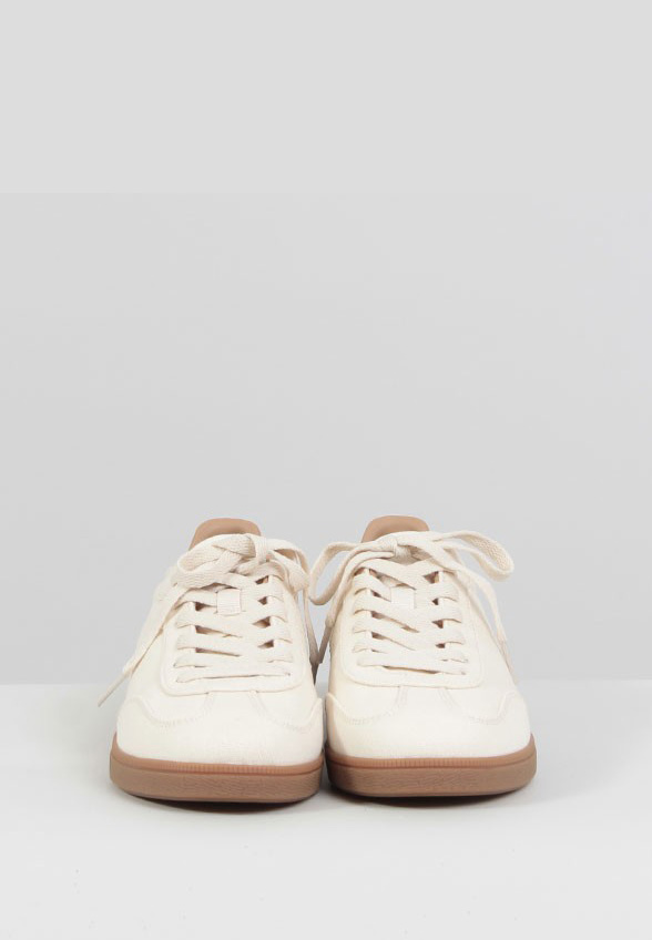 SNEAKERSY NUBLE Z BAWEŁNIANEGO PŁÓTNA KREMOWE