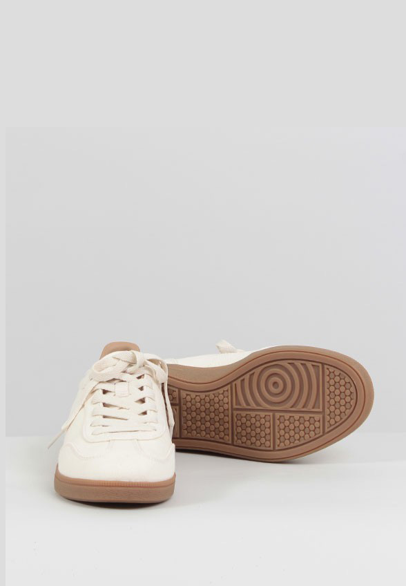 SNEAKERSY NUBLE Z BAWEŁNIANEGO PŁÓTNA KREMOWE