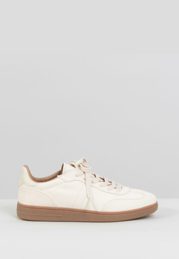 SNEAKERSY NUBLE Z BAWEŁNIANEGO PŁÓTNA KREMOWE