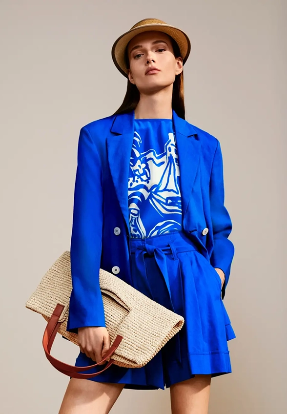 SZORTY LNIANE WARANGAL WIDE-FIT HIGH NIEBIESKIE