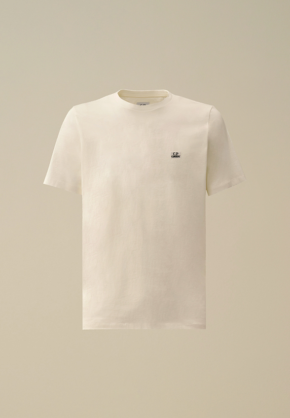 T-SHIRT Z NASZYWKĄ Z LOGO BIAŁY