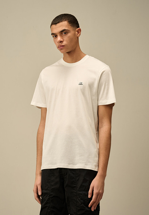 T-SHIRT Z NASZYWKĄ Z LOGO BIAŁY