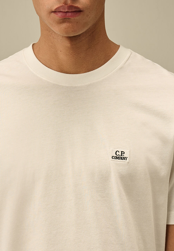 T-SHIRT Z NASZYWKĄ Z LOGO BIAŁY
