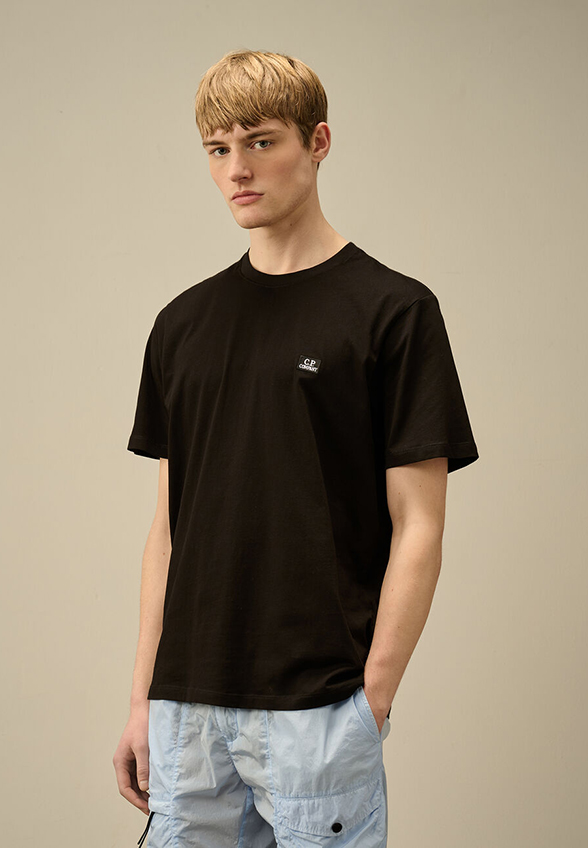 T-SHIRT Z NASZYWKĄ Z LOGO CZARNY