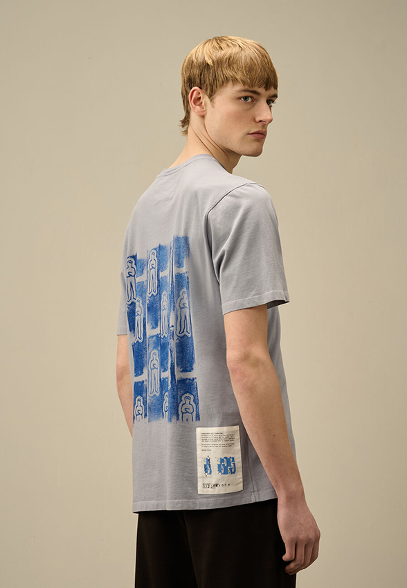 T-SHIRT Z NASZYWKĄ I LOGO SZARY