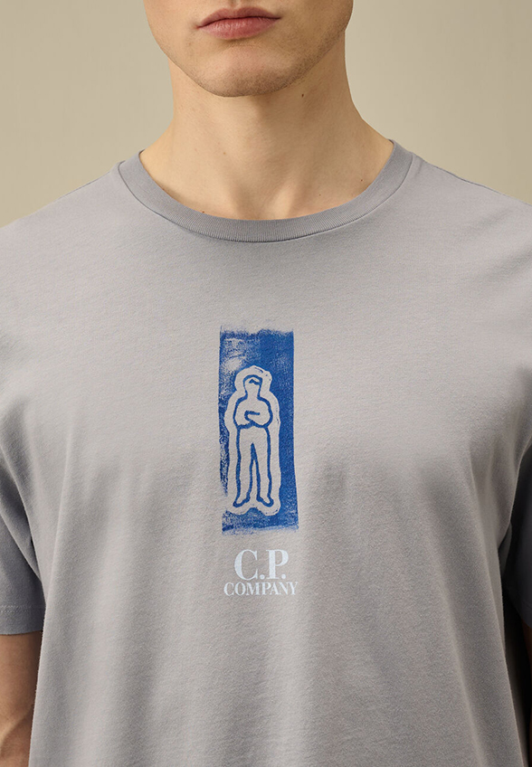 T-SHIRT Z NASZYWKĄ I LOGO SZARY