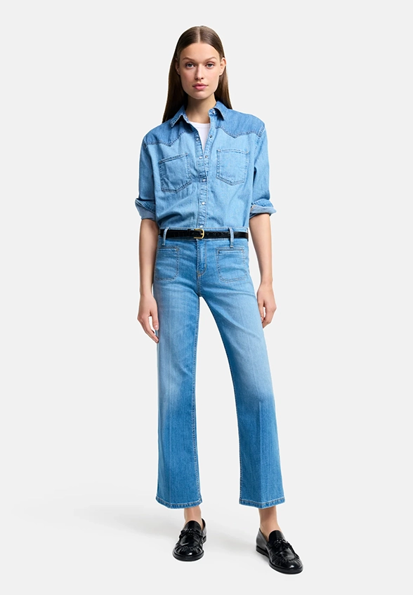 SPODNIE JEANSOWE TESS CROPPED NIEBIESKIE