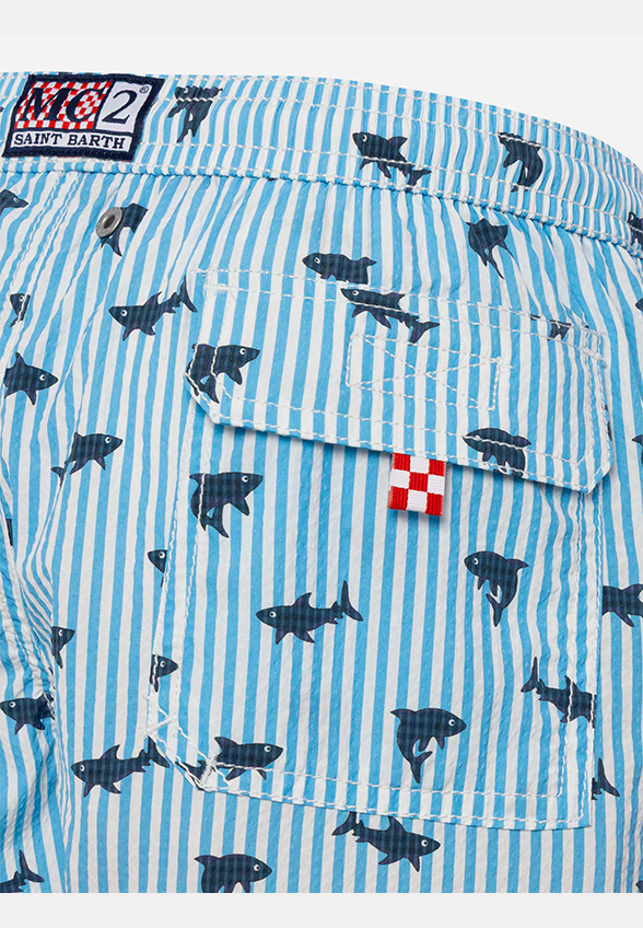 SZORTY KĄPIELOWE PATMOS SEERSUCKER SHARK STRIPES NIEBIESKIE