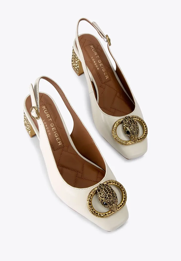 CZÓŁENKA CHELSEA BLOCK SLINGBACK KREMOWE
