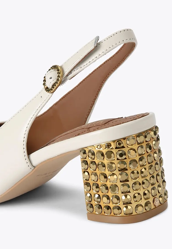 CZÓŁENKA CHELSEA BLOCK SLINGBACK KREMOWE