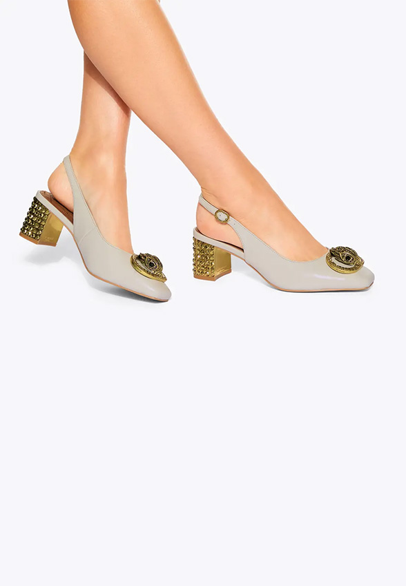 CZÓŁENKA CHELSEA BLOCK SLINGBACK KREMOWE