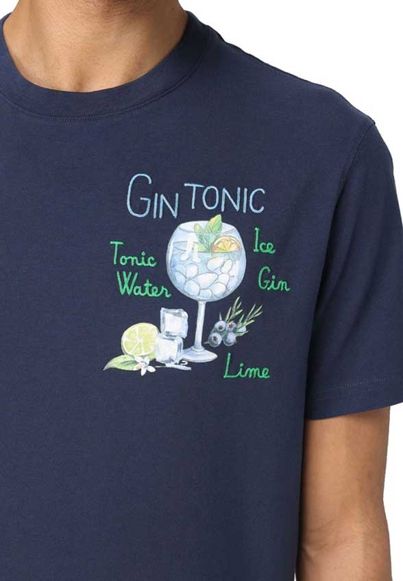T-SHIRT COTTON CLASSIC GIN GLASS GRANATOWY