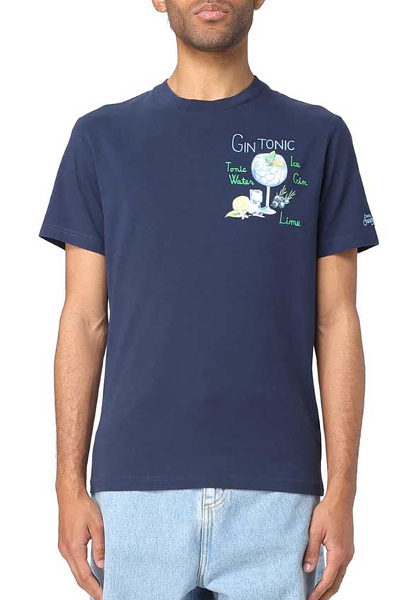 T-SHIRT COTTON CLASSIC GIN GLASS GRANATOWY