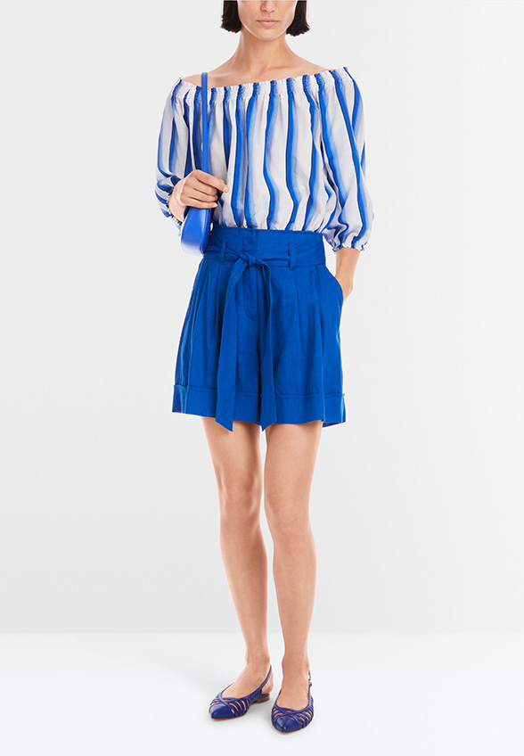 SZORTY LNIANE WARANGAL WIDE-FIT HIGH NIEBIESKIE