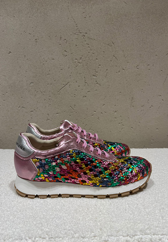 SNEAKERSY MANDY Z PLECIONEJ SKÓRY METALICZNY RÓŻ