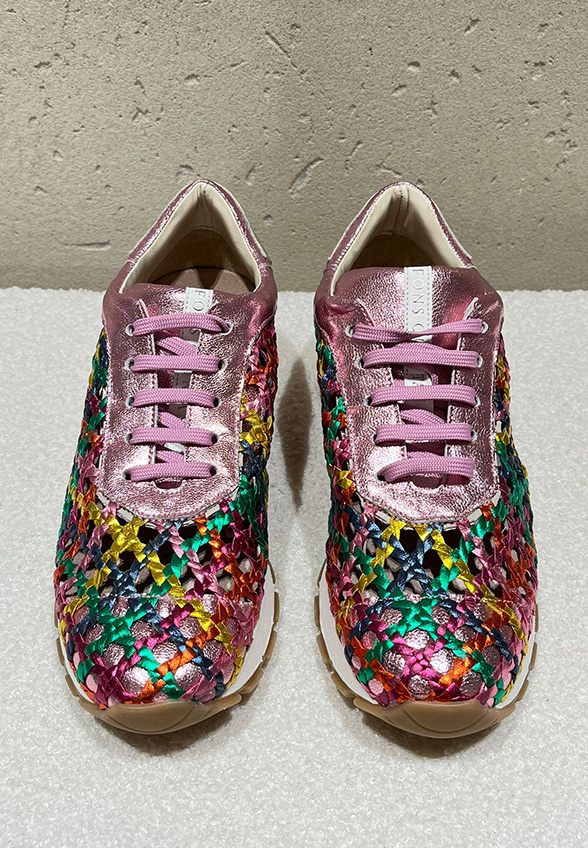 SNEAKERSY MANDY Z PLECIONEJ SKÓRY METALICZNY RÓŻ