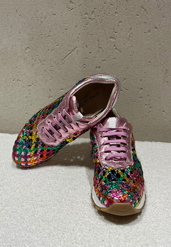 SNEAKERSY MANDY Z PLECIONEJ SKÓRY METALICZNY RÓŻ