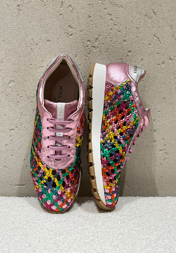 SNEAKERSY MANDY Z PLECIONEJ SKÓRY METALICZNY RÓŻ