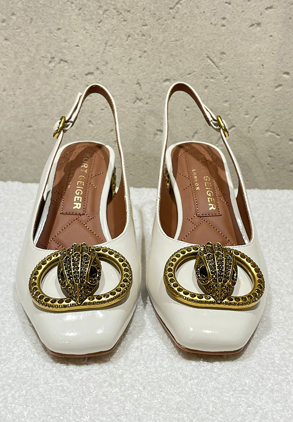 CZÓŁENKA CHELSEA BLOCK SLINGBACK KREMOWE