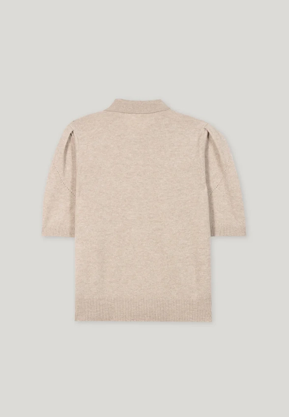 SWETER KASZMIROWY Z KOŁNIERZYKIEM POLO BEŻOWY