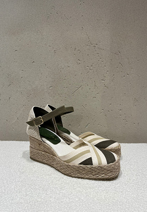 SANDAŁY SICILY CANVAS STRIPES KHAKI