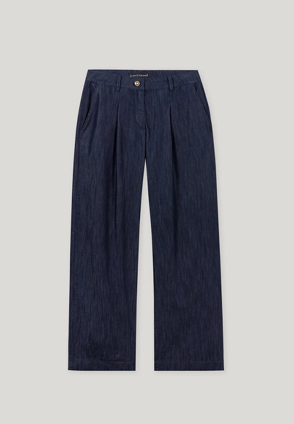 SPODNIE Z LEKKIEGO DENIMU GRANATOWE