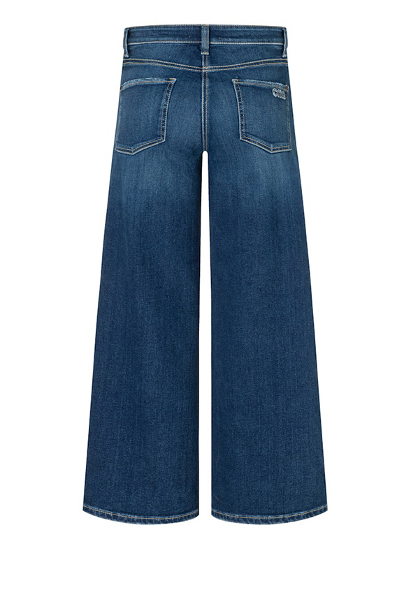 SPODNIE PALAZZO CROPPED CIEMNO-NIEBIESKIE