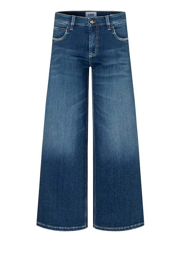 SPODNIE PALAZZO CROPPED CIEMNO-NIEBIESKIE