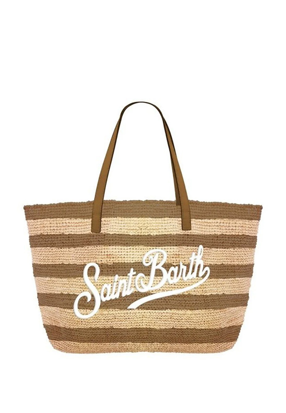 TORBA RAFFIA CITY STRIPES BRĄZOWA