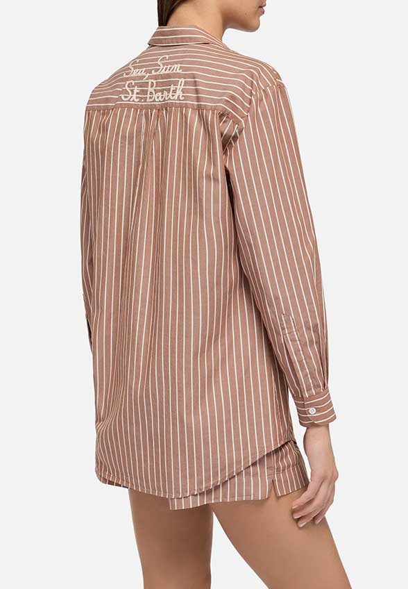 KOSZULA BRIGITTE STRIPES JASNY BRĄZ