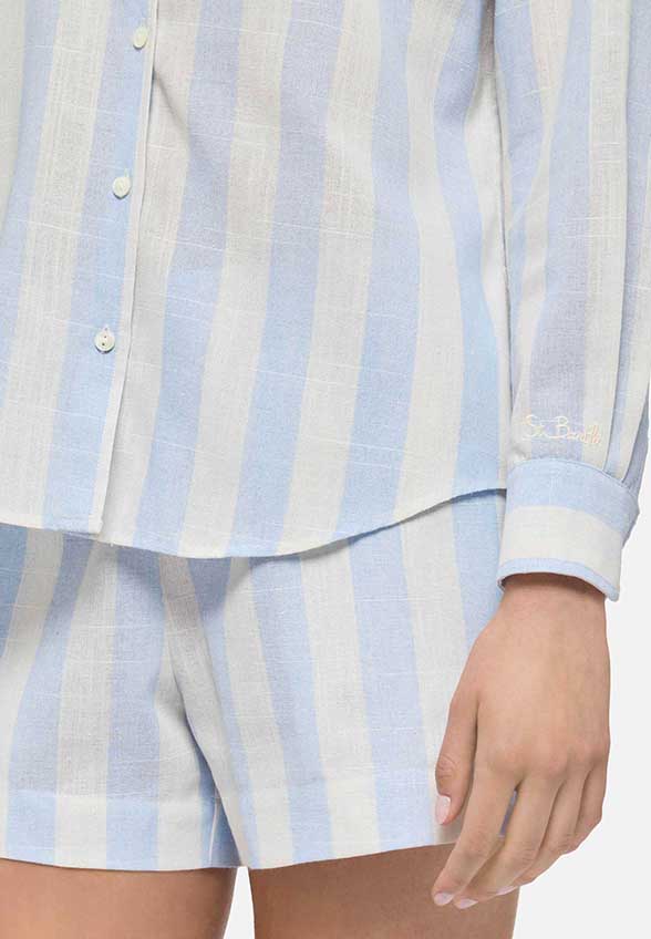 KOSZULA MEREDITH LINEN STRIPES BŁĘKITNA