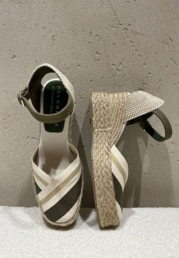 SANDAŁY SICILY CANVAS STRIPES KHAKI