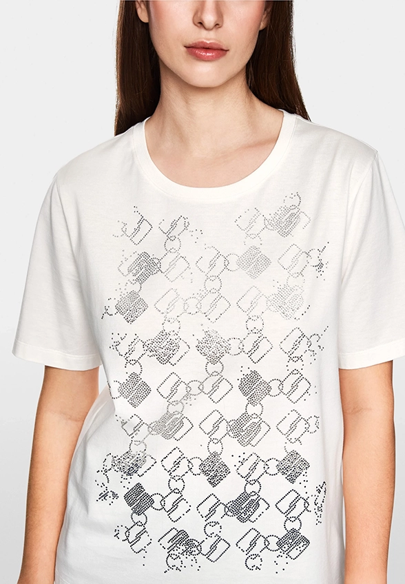 T-SHIRT Z NADRUKIEM SZEŚCIANU BIAŁY