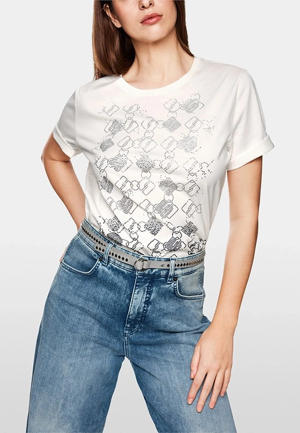 T-SHIRT Z NADRUKIEM SZEŚCIANU BIAŁY