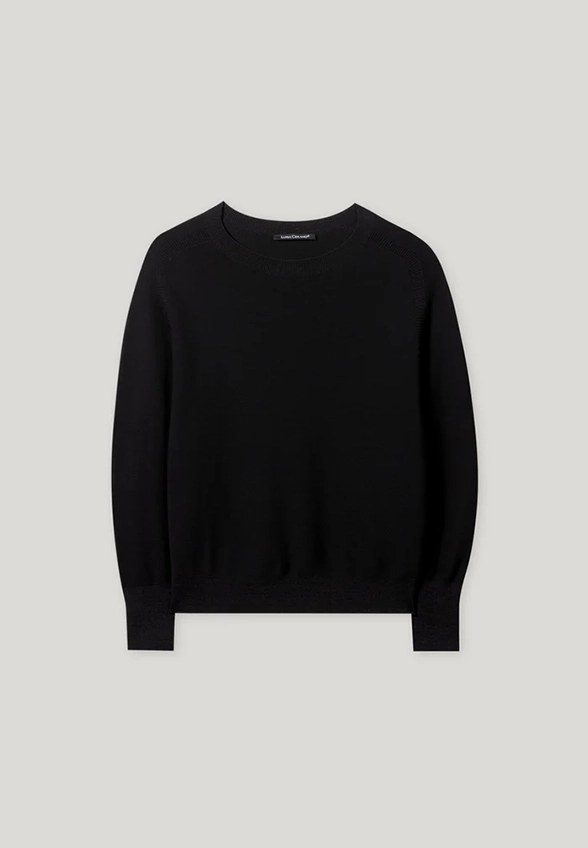 SWETER BAWEŁNIANY Z OKRĄGŁYM DEKOLTEM CZARNY