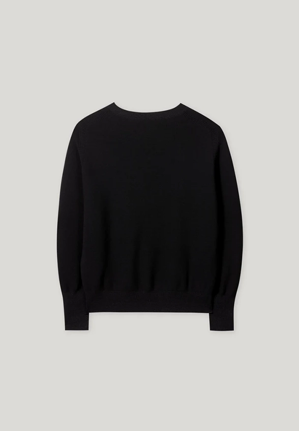SWETER BAWEŁNIANY Z OKRĄGŁYM DEKOLTEM CZARNY