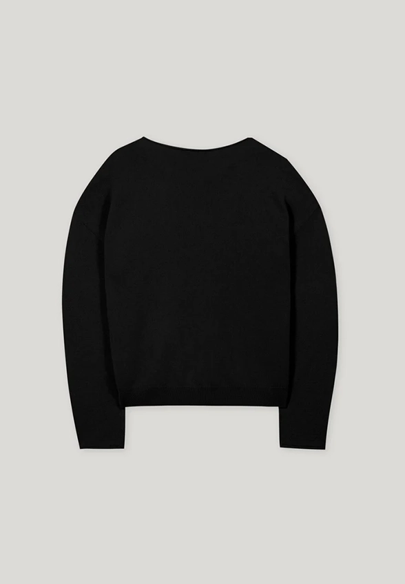SWETER KASZMIROWY Z KONTRASTOWYMI SZWAMI CZARNY