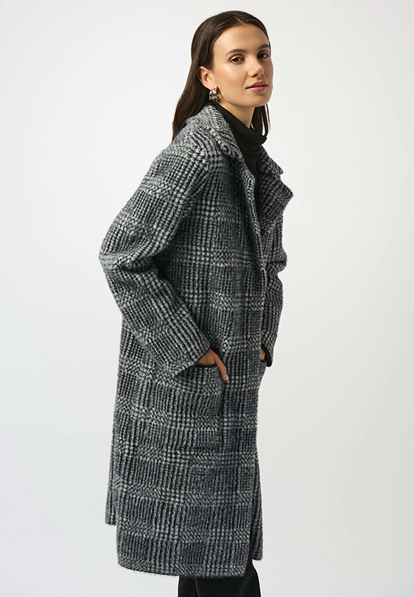PŁASZCZ W KRATĘ SZARY
