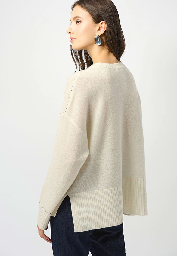 SWETER Z CZYSTEGO KASZMIRU BIAŁY