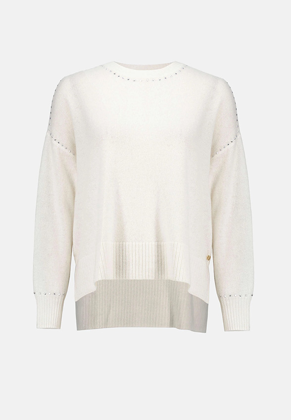SWETER Z CZYSTEGO KASZMIRU BIAŁY