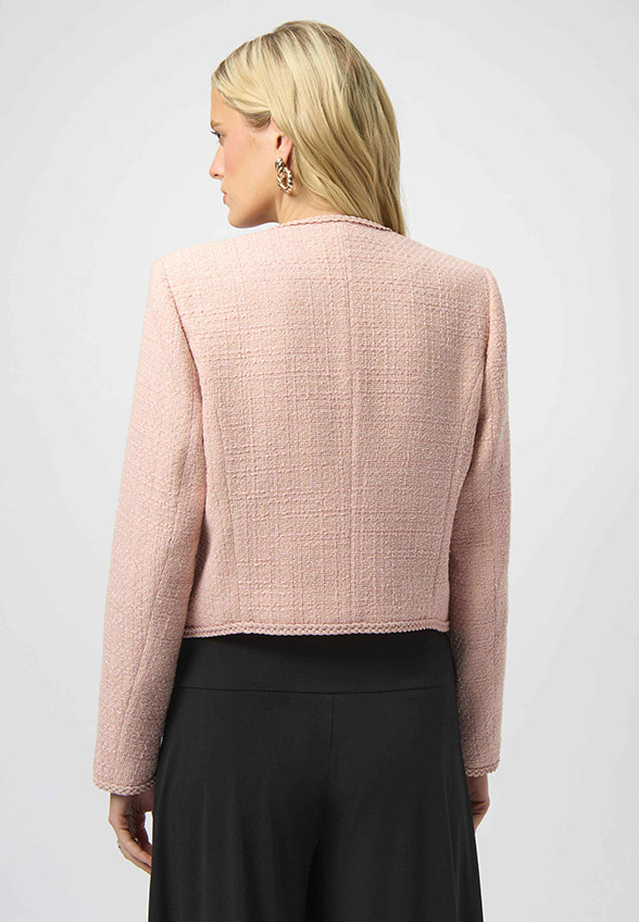BLEZER Z TKANINY BOUCLÉ PUDROWY RÓŻ